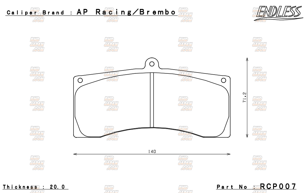 Endless Brake Pads Set CC-Rg AP Racing/Brembo Caliper CP5788 - RCP007 25.0mm 